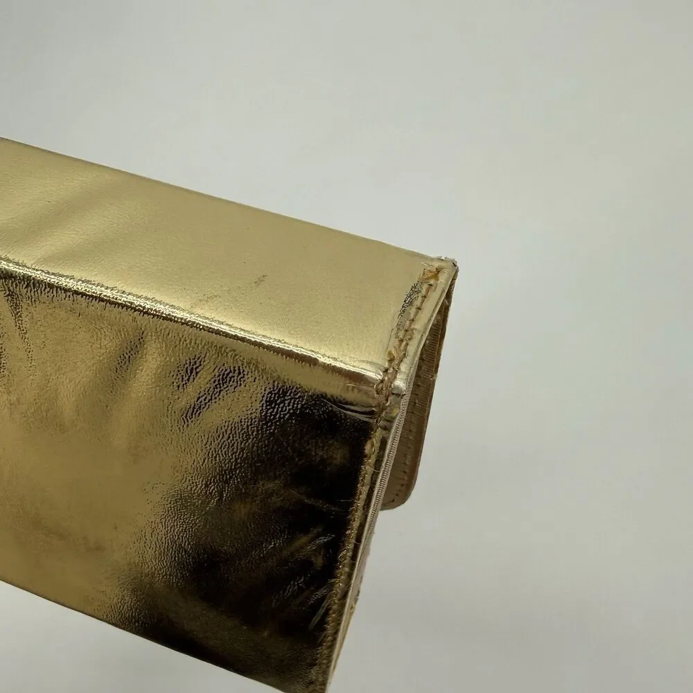 Vintage Gold 50s Clutch Bag Flower Accordion Formal Evening